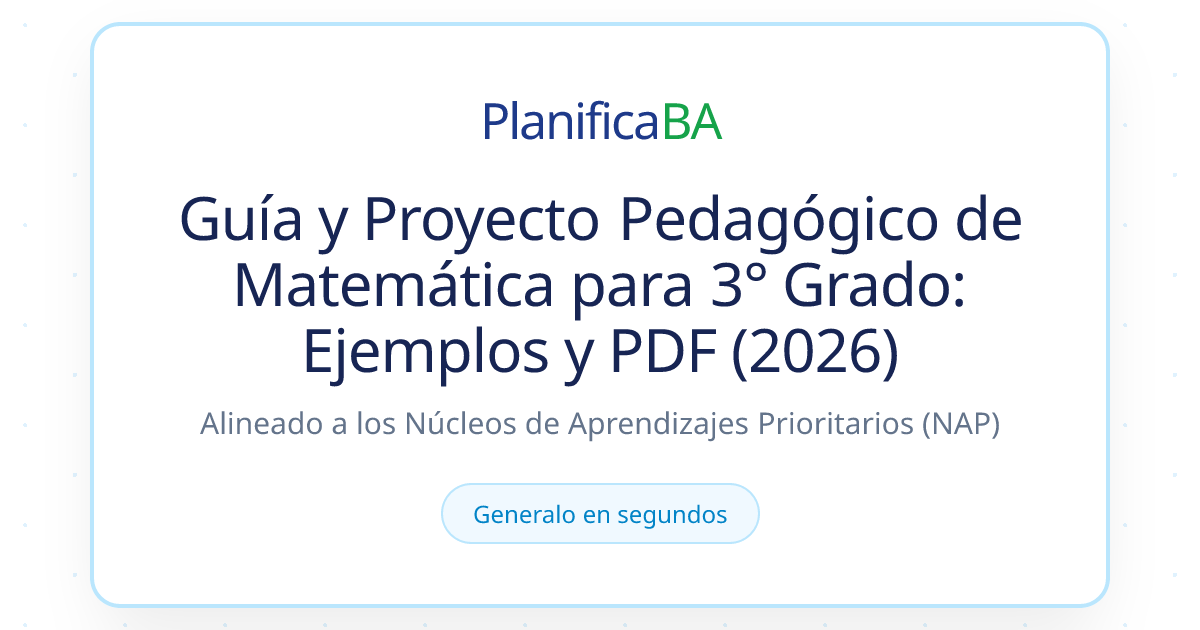 Guía y Proyecto Pedagógico de Matemática para 3° Grado: Ejemplos y PDF ...